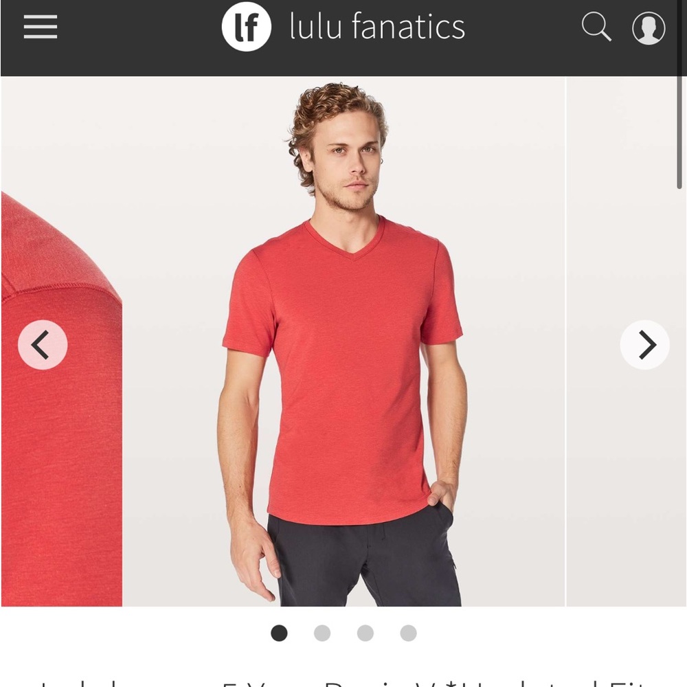 Lululemon Mens Vneck Short Sleeve TShirt, Red